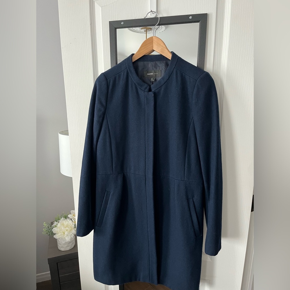 MANGO navy wool coat